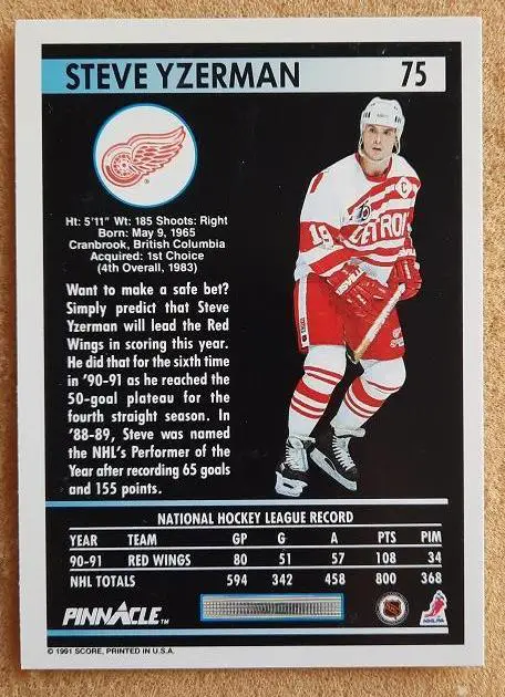 НХЛ Стив Айзерман Детройт Ред Уингз № 75 1