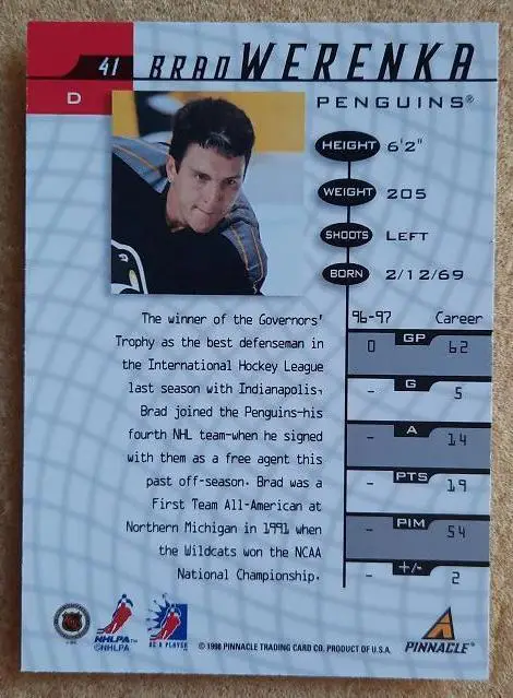 НХЛ Бред Веренка Питтсбург Пингвинз № 41 1