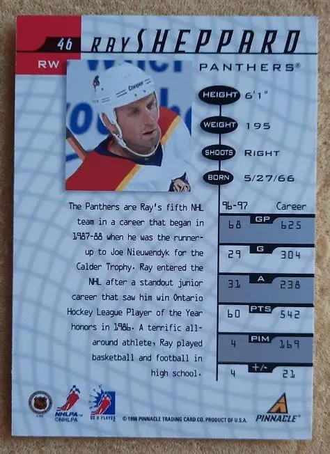 НХЛ Рэй Шеппард Флорида Пантерз № 46 1