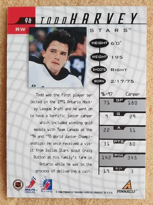 НХЛ Тодд Харви Даллас Старз № 96 1