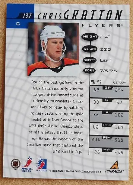 НХЛ Крис Грэттон Филадельфия Флайерз № 137 1