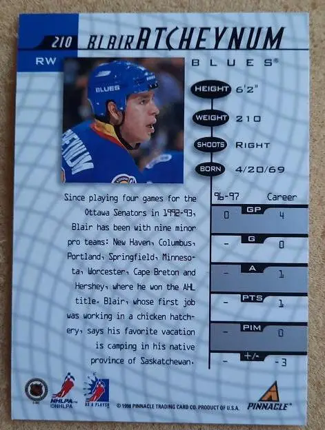 НХЛ Блэр Атчейнум Сент-Луис Блюз № 210 1