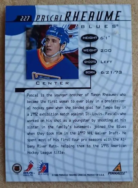 НХЛ Паскаль Рем Сент-Луис Блюз № 227 1