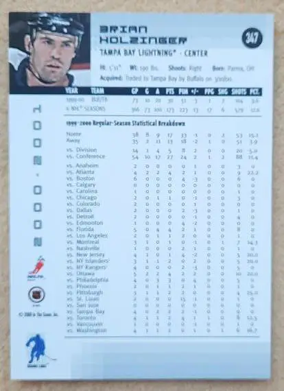 НХЛ Брайан Холцингер Тампа Бэй Лайтнинг № 347 1