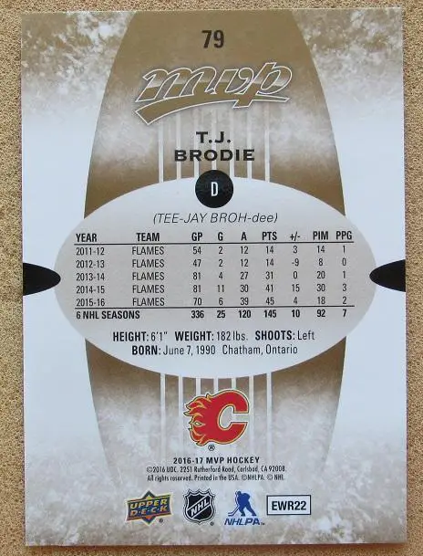 НХЛ Ти Джей Броди Калгари Флэймз № 79 1