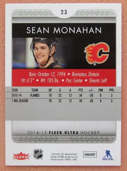 НХЛ Шон Монахан Калгари Флэймз № 23 1