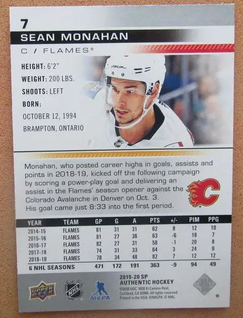 НХЛ Шон Монахан Калгари Флэймз № 7 1