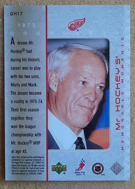 НХЛ Горди Хоу Хартфорд Уэйлерз № GH 17 1