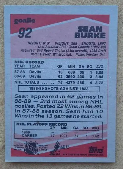 НХЛ Шон Бурк Нью-Джерси Дэвилз № 92 1