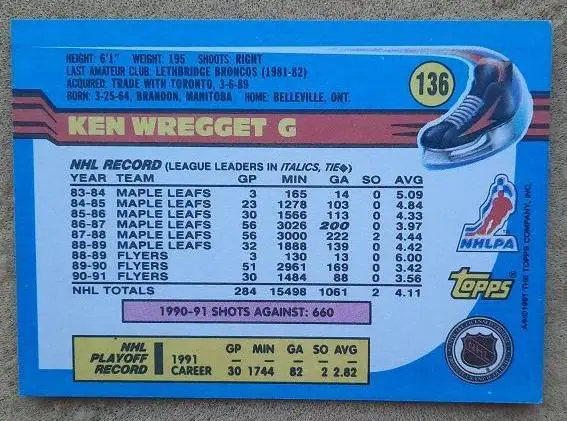 НХЛ Кен Вреггет Филадельфия Флайерз № 136 1