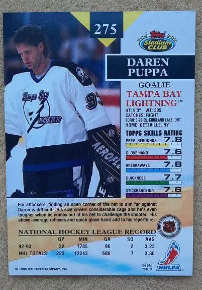НХЛ Даррен Пуппа Тампа Бэй Лайтнинг № 275 1