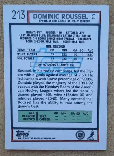НХЛ Доминик Руссель Филадельфия Флайерз № 213 1
