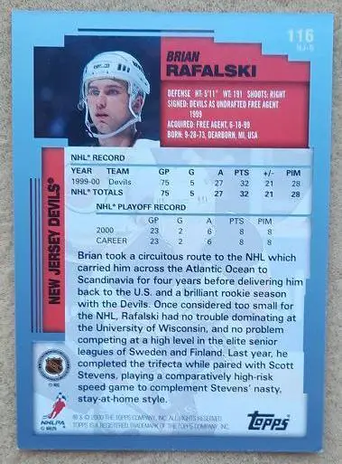 НХЛ Брайан Рафалски Нью-Джерси Дэвилз № 116 1