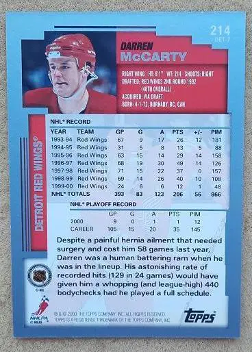 НХЛ Даррен Маккарти Детройт Ред Уингз № 214 1