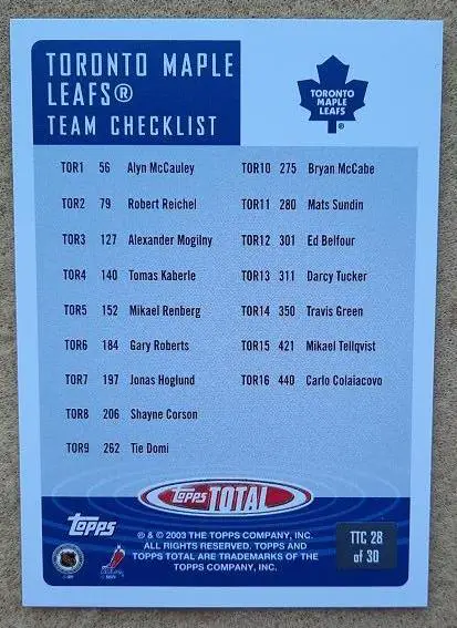 НХЛ Матс Сундин Торонто Мэйпл Лифс № TTC 28 1