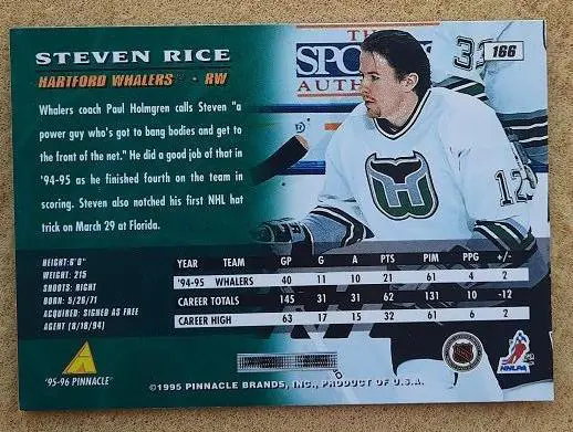 НХЛ Стивен Райс Хартфорд Уэйлерз № 166 1