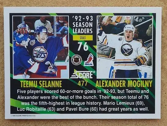 НХЛ Теему Селянне Виннипег Александр Могильный Баффало Сейбрз ЦСКА Москва № 477 1