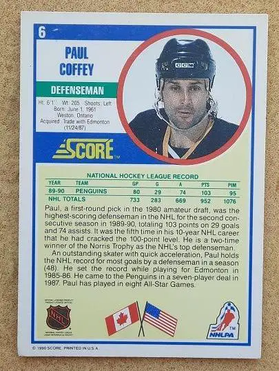 НХЛ Пол Коффи Питтсбург Пингвинз № 6 1