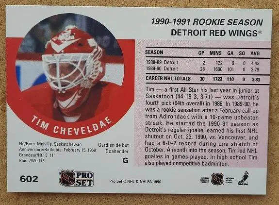 НХЛ Тим Шевелде Детройт Ред Уингз № 602 1
