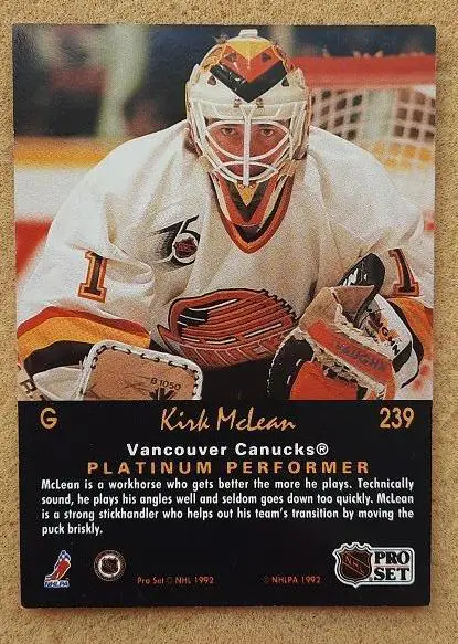 НХЛ Кирк МакЛин Ванкувер Кэнакс № 239 1