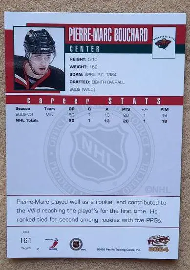 НХЛ Пьер-Марк Бушар Миннесота Уайлд № 161 1