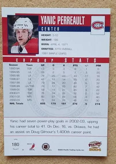 НХЛ Яник Перро Монреаль Канадиенс № 180 1