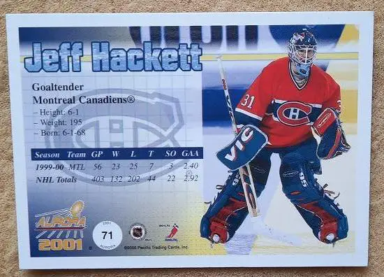 НХЛ Джефф Хэкетт Монреаль Канадиенс № 71 1