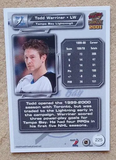 НХЛ Тодд Уорринер Тампа Бэй Лайтнинг № 225 1