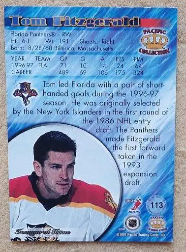НХЛ Том Фицджеральд Флорида Пантерз № 113 1