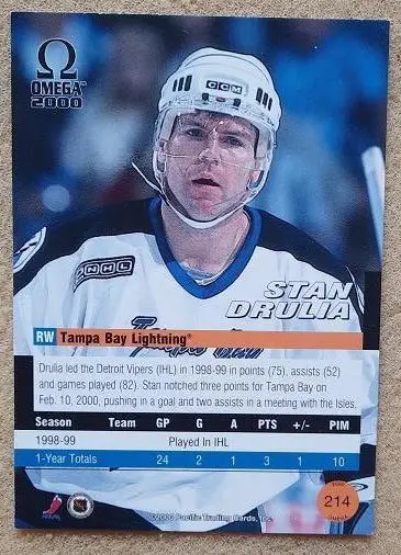 НХЛ Стэн Друлия Тампа Бэй Лайтнинг № 214 1