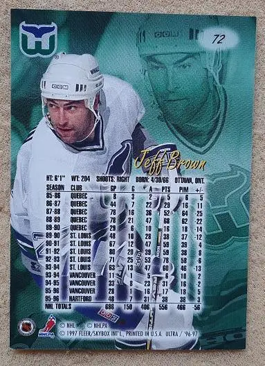 НХЛ Джефф Браун Хартфорд Уэйлерз № 72 1