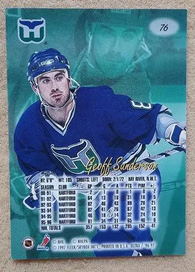 НХЛ Джефф Сандерсон Хартфорд Уэйлерз № 76 1