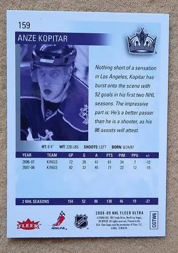 НХЛ Анже Копитар Лос-Анжелес Кингз № 159 1