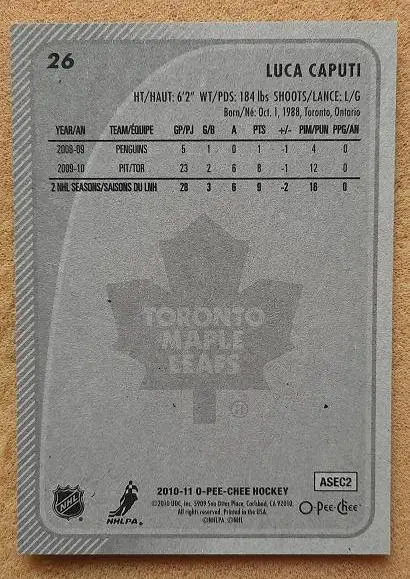 НХЛ Лука Капути Торонто Мэйпл Лифс № 26 1