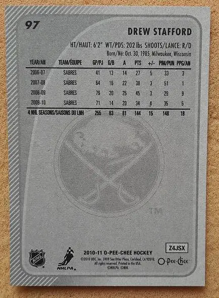 НХЛ Дрю Стэффорд Баффало Сейбрз № 97 1