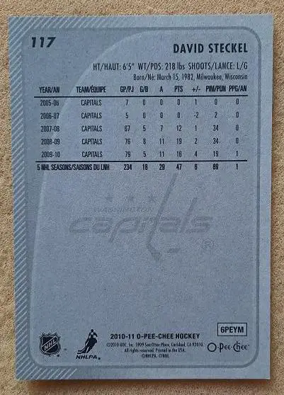 НХЛ Дэвид Стекел Вашингтон Кэпиталз № 117 1