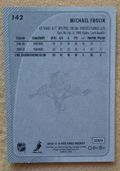 НХЛ Михал Фролик Флорида Пантерз № 142 1