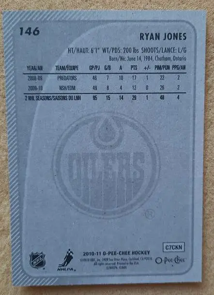 НХЛ Райан Джонс Эдмонтон Ойлерз № 146 1