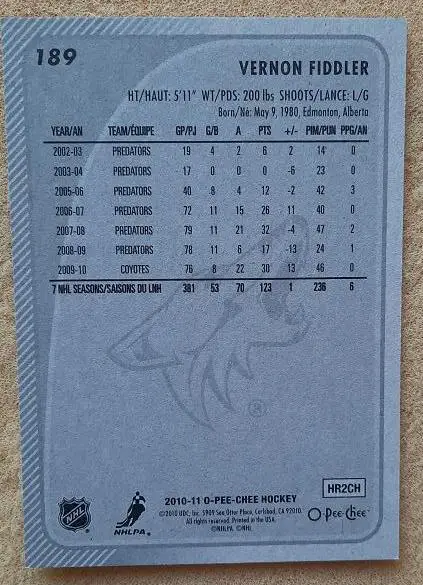 НХЛ Вернон Фиддлер Финикс Койотис № 189 1