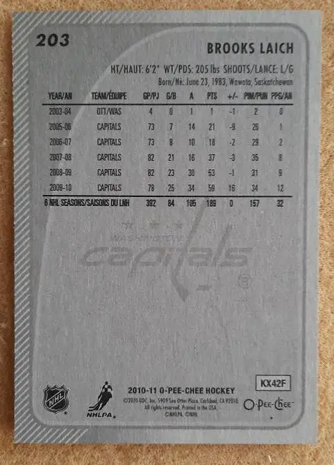 НХЛ Брукс Лайк Вашингтон Кэпиталз № 203 1