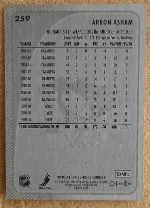 НХЛ Аарон Эшем Питтсбург Пингвинз № 259 1