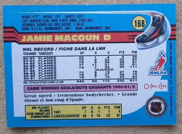 НХЛ Джейми Макоун Калгари Флэймз № 168 1