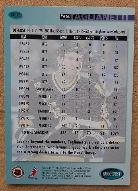НХЛ Петер Таглианетти Питтсбург Пингвинз № SE 141 голд 1