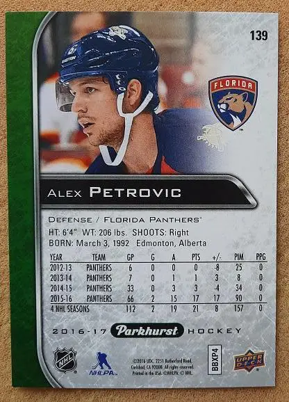 НХЛ Алекс Петрович Флорида Пантерз № 139 1