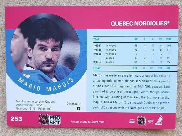 НХЛ Марио Маруа Квебек Нордикс № 253 1