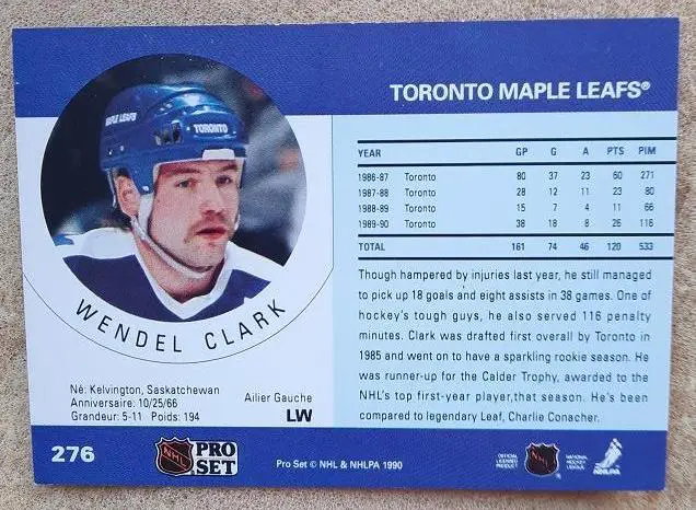 НХЛ Уэндел Кларк Торонто Мэйпл Лифс № 276 1