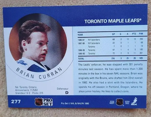 НХЛ Брайан Карран Торонто Мэйпл Лифс № 277 1