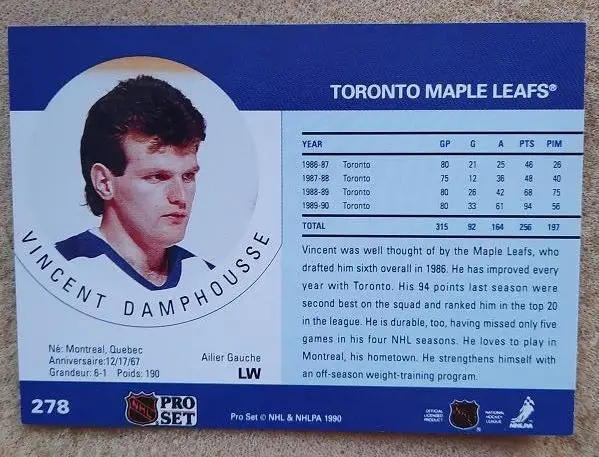 НХЛ Венсан Дамфусс Торонто Мэйпл Лифс № 278 1