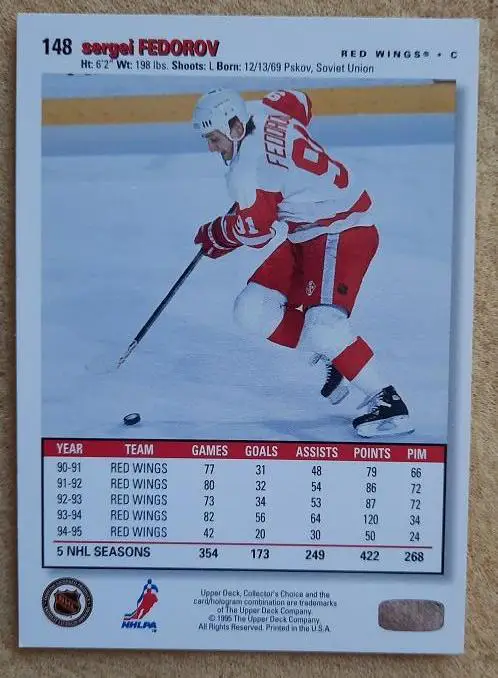 НХЛ Сергей Федоров Детройт Ред Уингз Динамо Минск ЦСКА Москва Магнитогорск № 148 1
