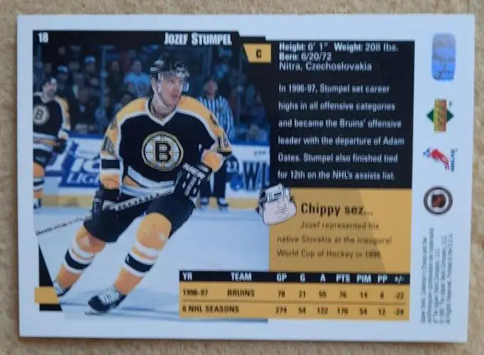 НХЛ Йозеф Штумпель Бостон Брюинз Минск Спартак Москва № 18 1